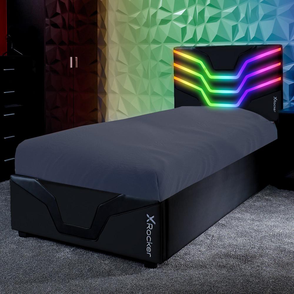 Cosmos RGB Gaming Twin Bed Frame with LED, Black, Twin. Picture 5