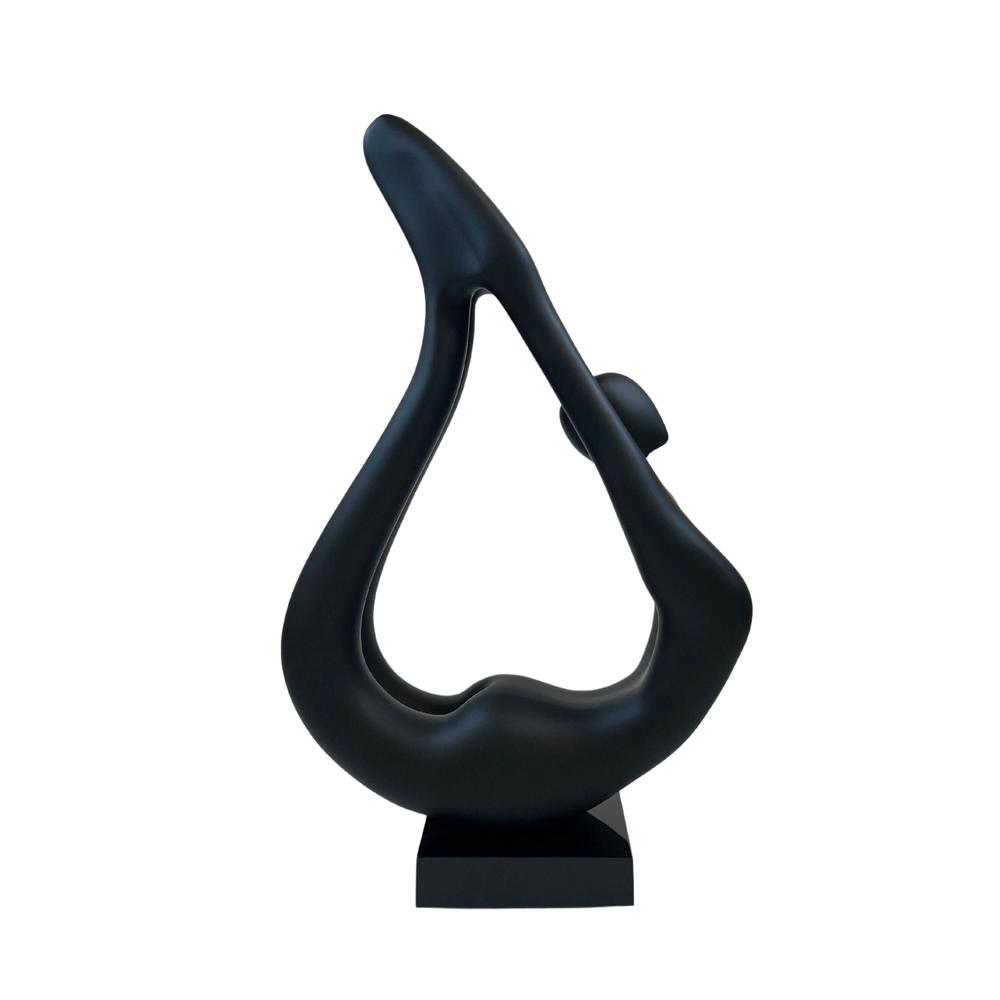 Yoga Floor Sculpture Black with White Stand Resin Handmade 59" Tall. Picture 2