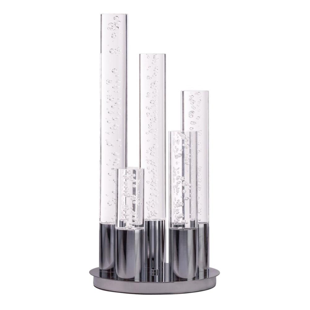 Finesse Decor Cylinders Table Lamp Chrome Metal and Acrylic Dimmable LED Light. Picture 1