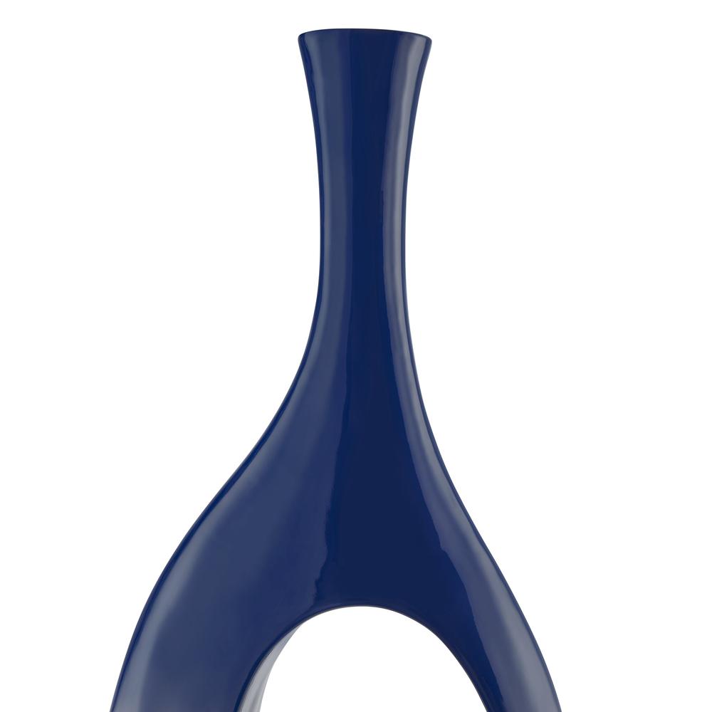 Trombone Vase Sculpture Blue Resin Handmade. Picture 3