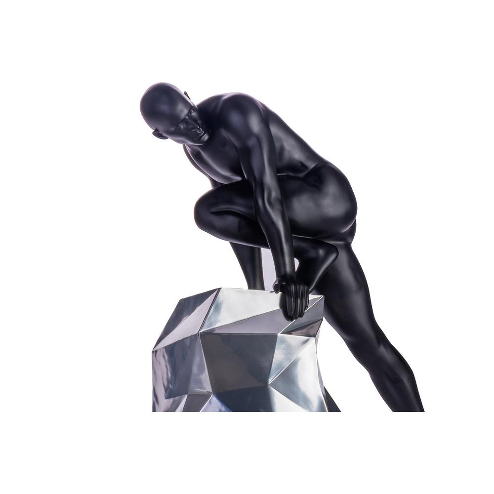 Sensuality Man Sculpture Matte Black and Chrome Resin Handmade. Picture 2