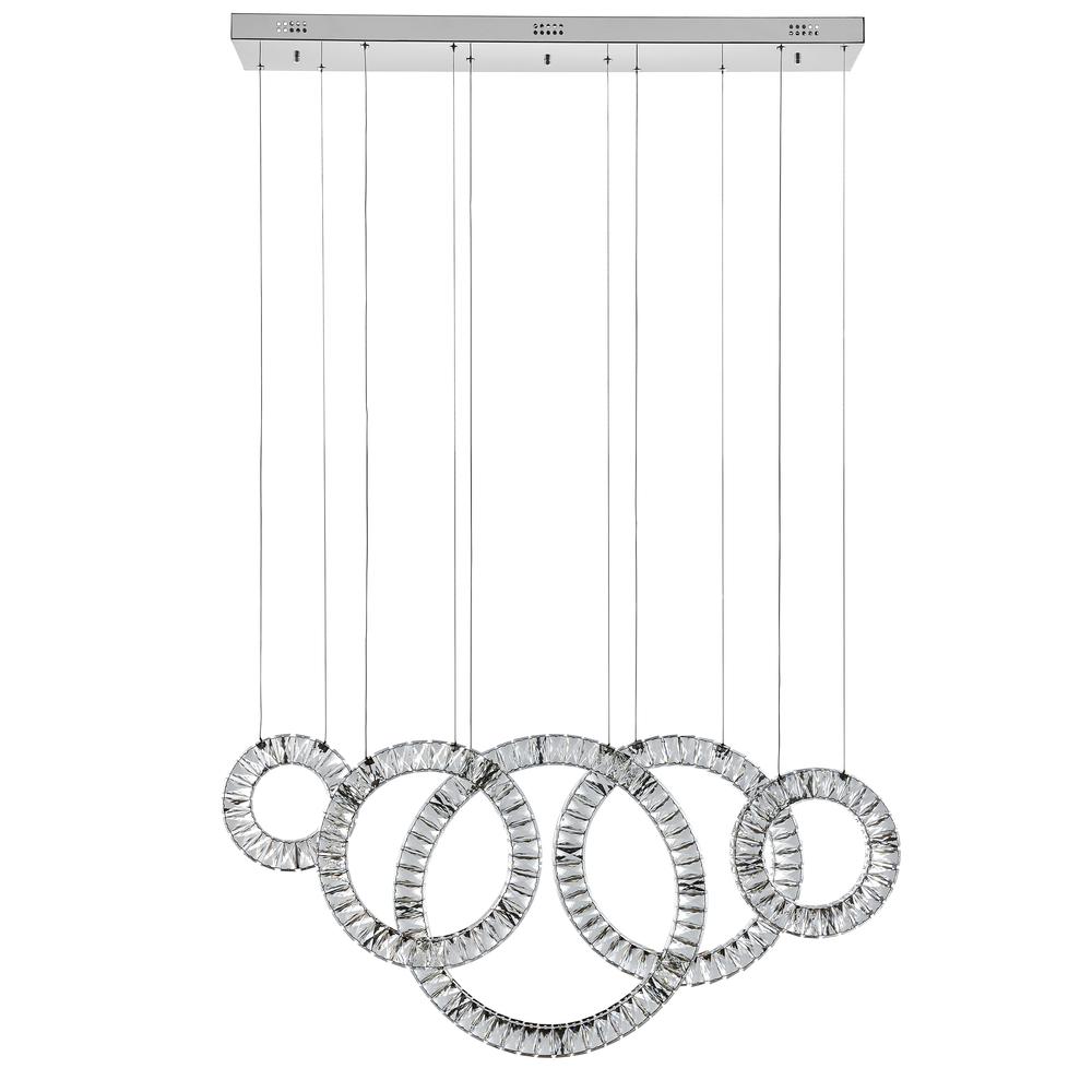 Hoop Progression Chandelier Chrome Crystal Integrated LED Dimmable. Picture 1