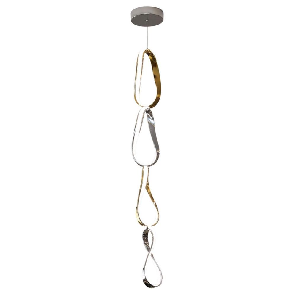 Prague Chandelier Gold and Chrome Metal Integrated LED Dimmable. Picture 1