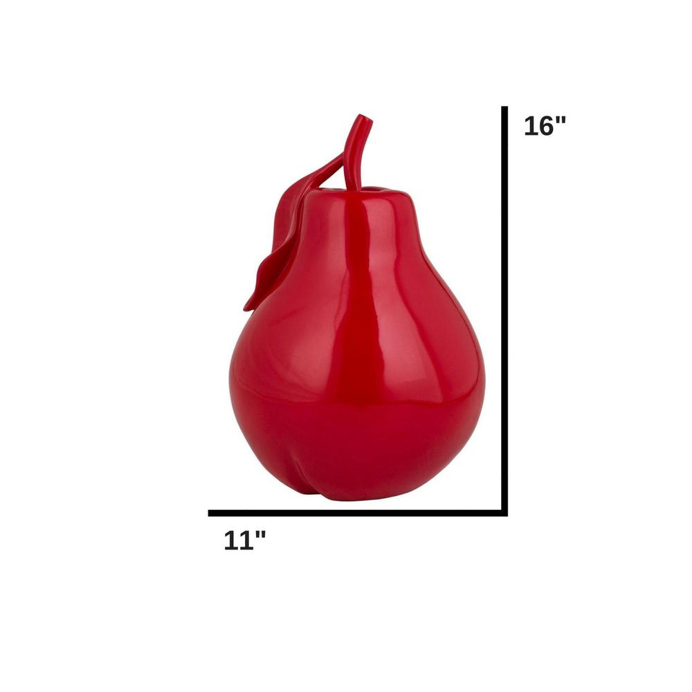 Pear Sculpture Red Resin Handmade. Picture 3