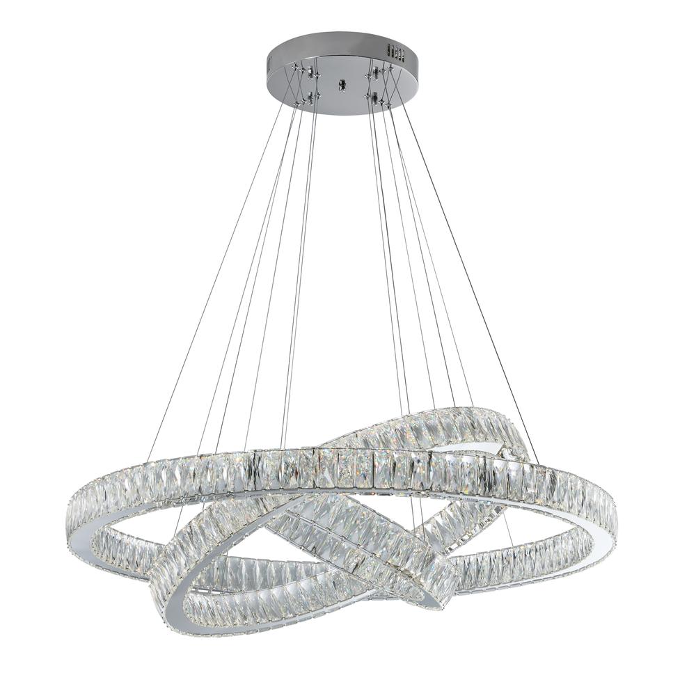 Crystal Elegance Chandelier Chrome Crystal Integrated LED  3 Rings. Picture 1
