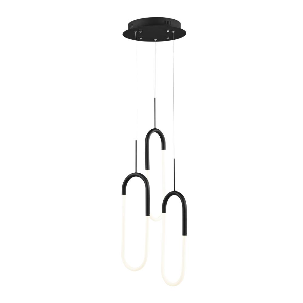 Three Clips Chandelier Matte Black Silicone Integrated LED Dimmable. Picture 1