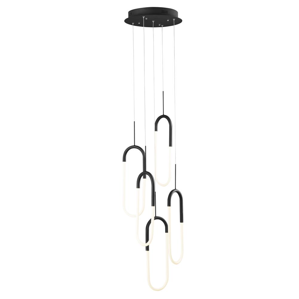 Five Clips Chandelier Matte Black Silicone Integrated LED Dimmable. Picture 1