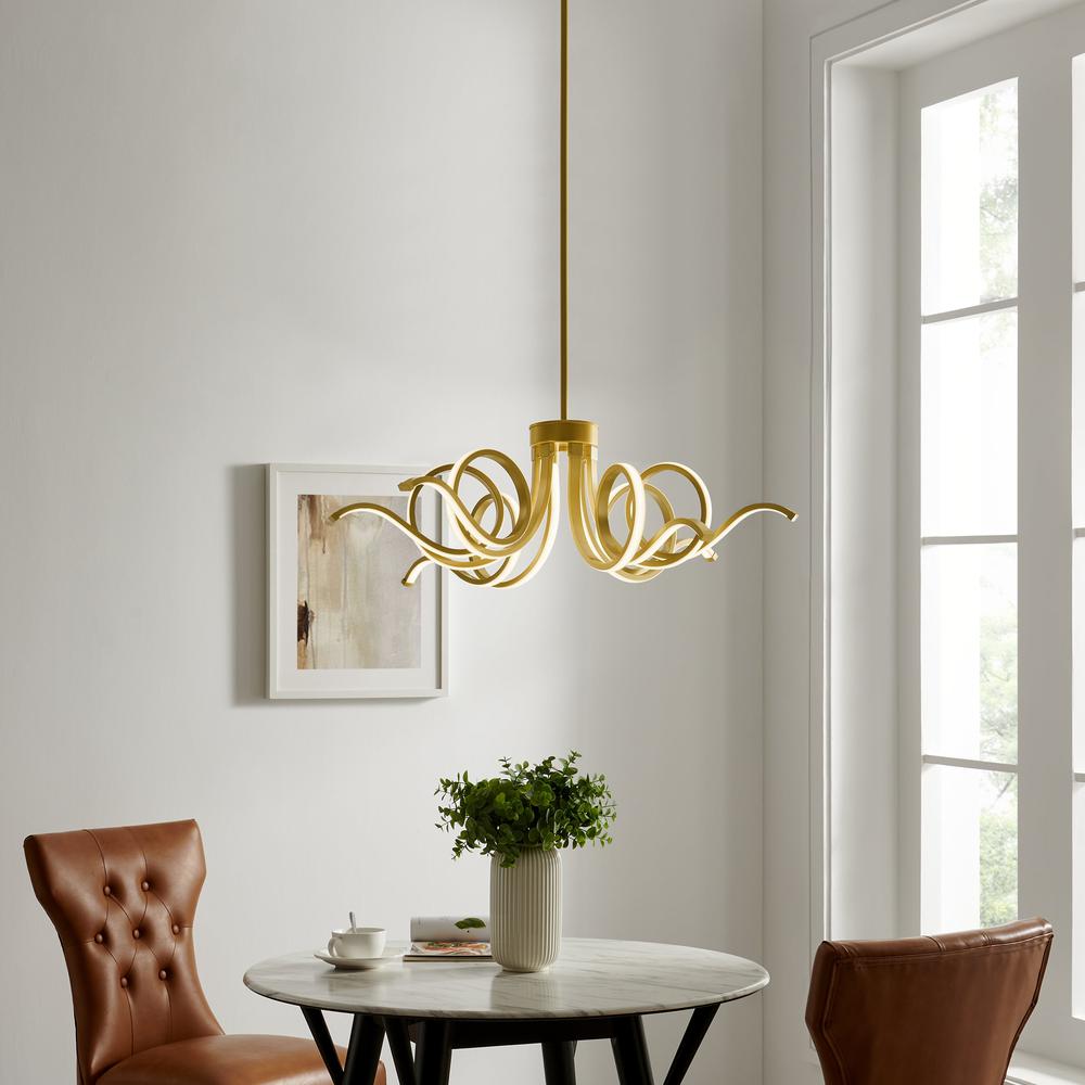 Magnolia Chandelier Sandy Gold Metal Integrated LED Dimmable. Picture 2