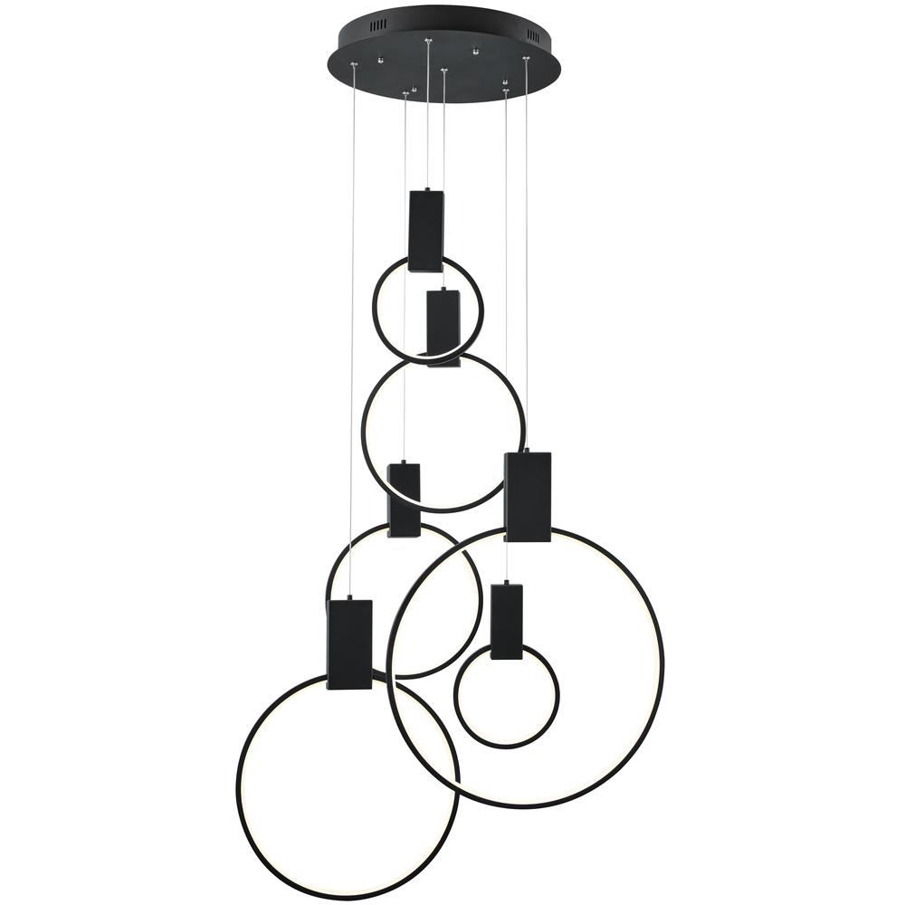 Hong Chandelier Matte Black Metal Integrated LED Dimmable. Picture 1