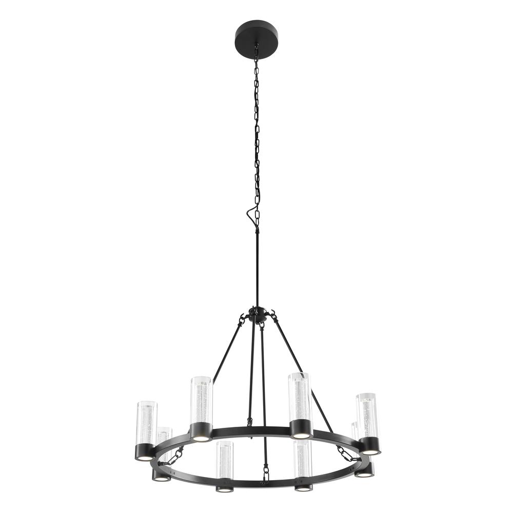 Victory Chandelier Matte Black Metal and Acrylic 8 LED Lights Dimmable. Picture 1
