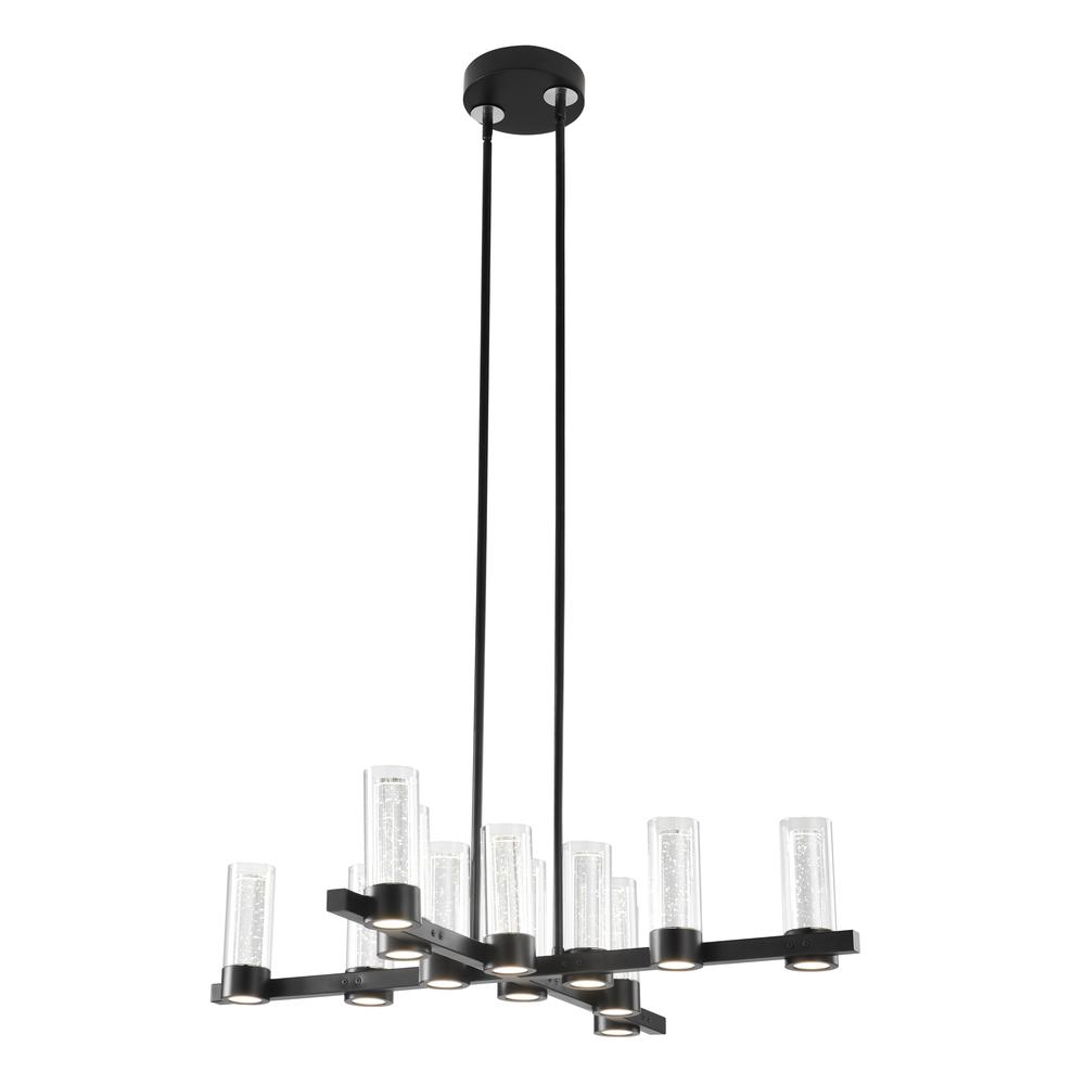 Victory Chandelier Matte Black Metal and Acrylic 12 LED Lights Dimmable. Picture 1