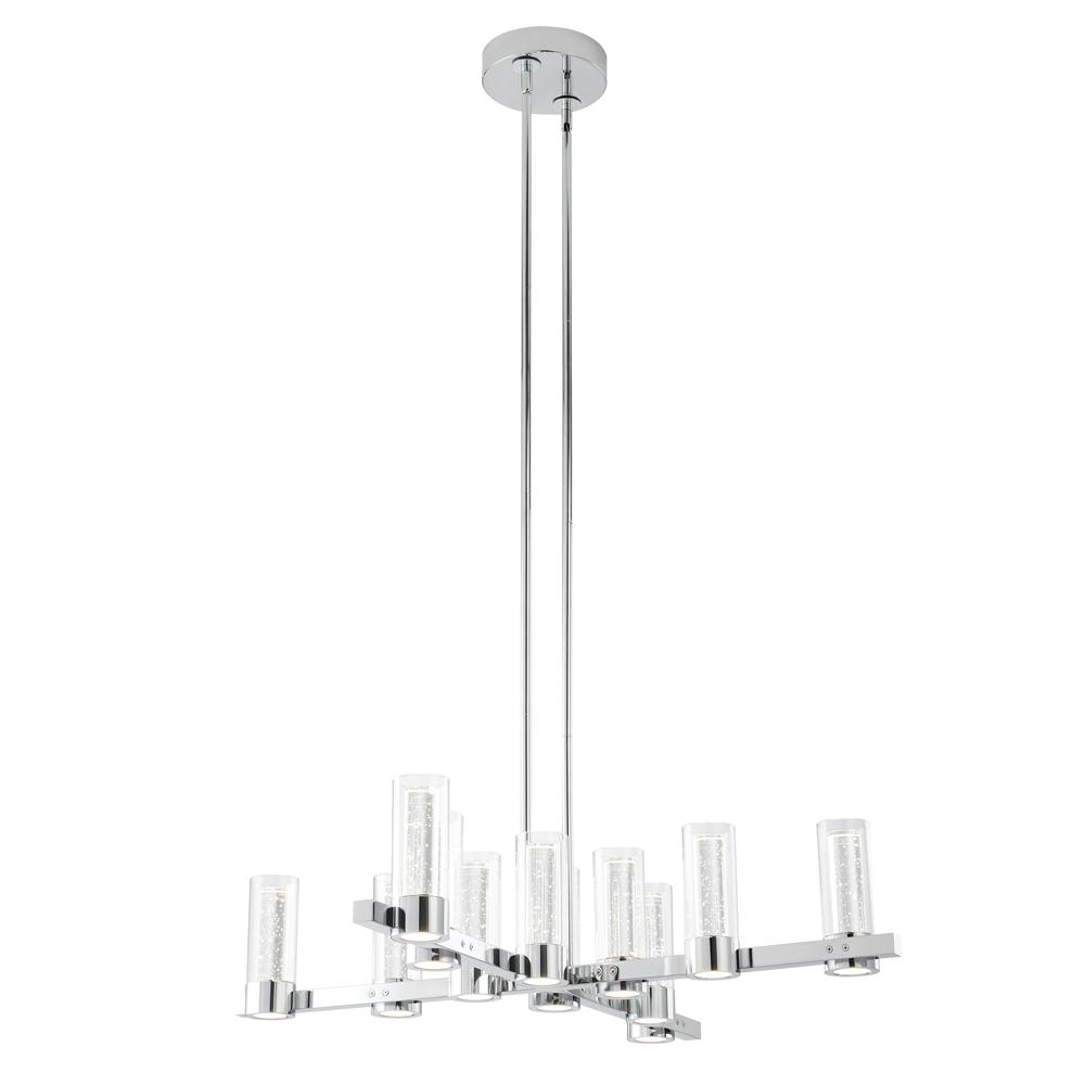 Victory Chandelier Chrome Metal and Acrylic 12 LED Lights Dimmable. Picture 1