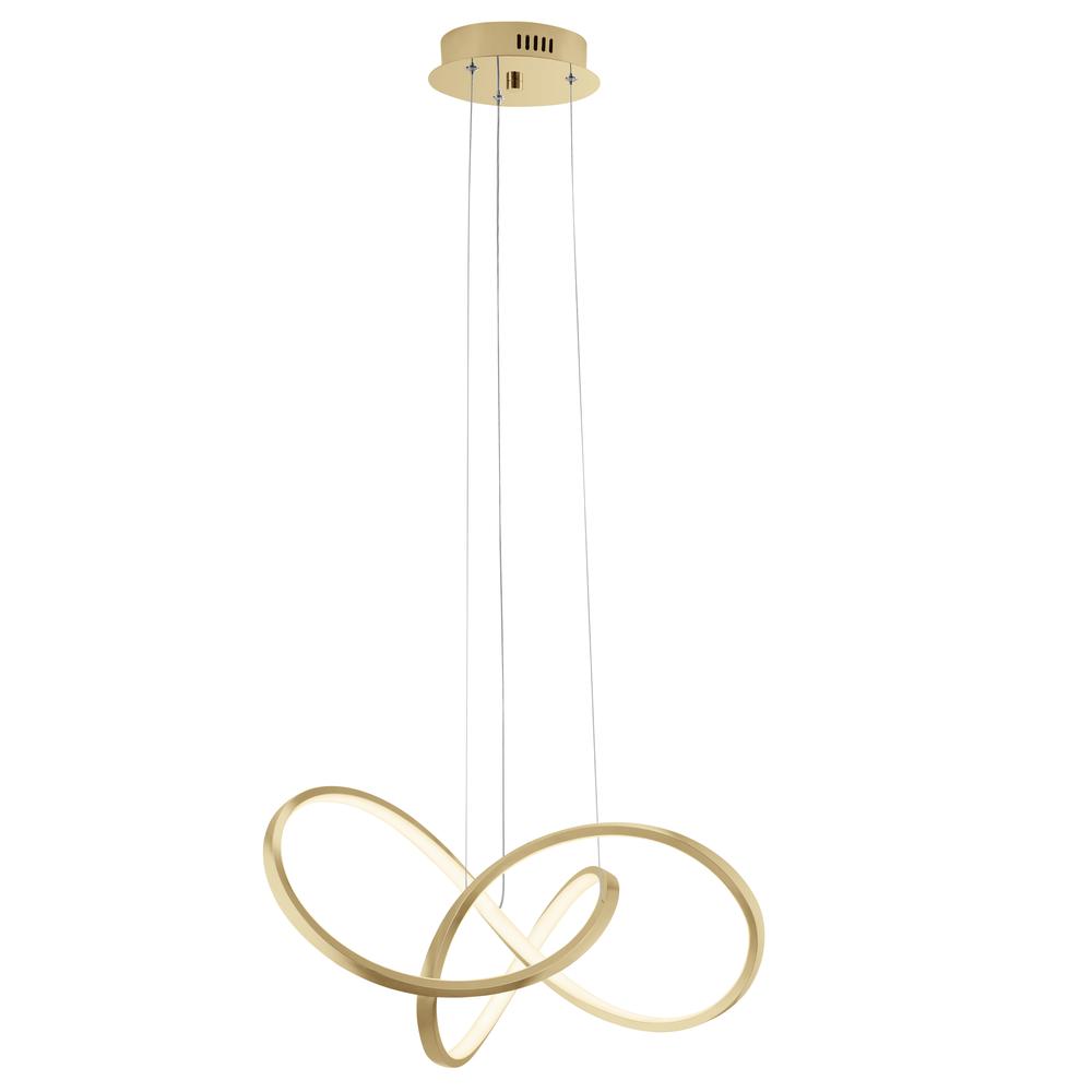 Knotted Chandelier Sandy Gold Metal Integrated LED Dimmable. Picture 1