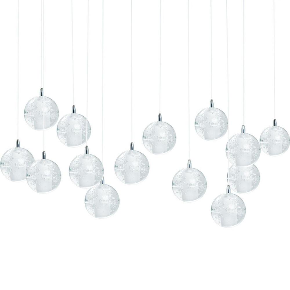 Spheres Chandelier Chrome Metal and Crystal 14 LED Lights. Picture 1