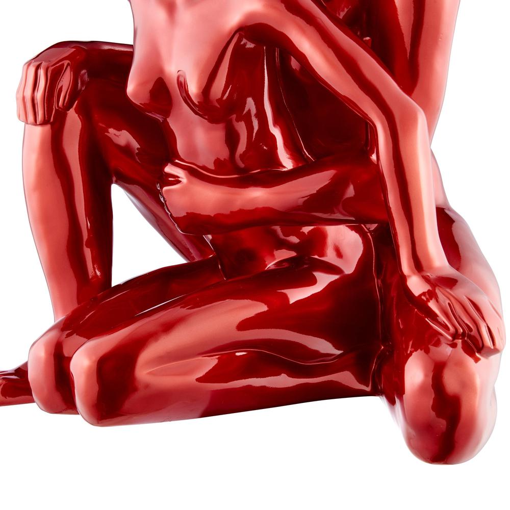 Entangled Romance Couple Sculpture Metallic Red Resin Handmade 19.5" Tall. Picture 2
