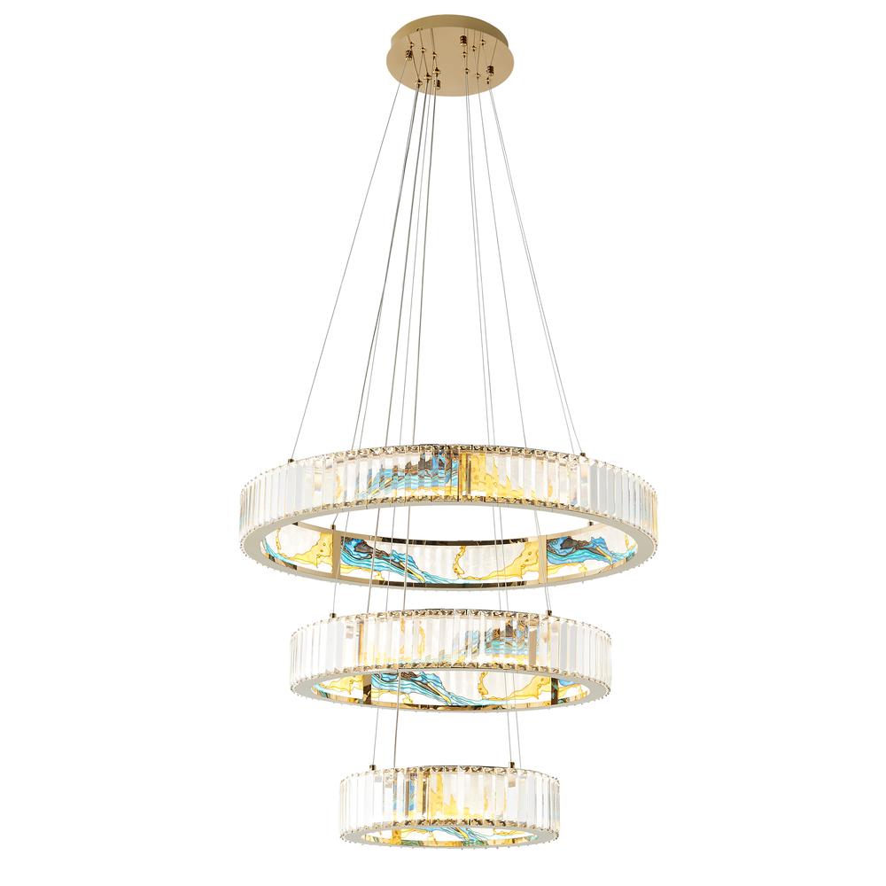 Chandelier Colorful Crystal Integrated LED CC Technology 3 Tiers, Round. Picture 1