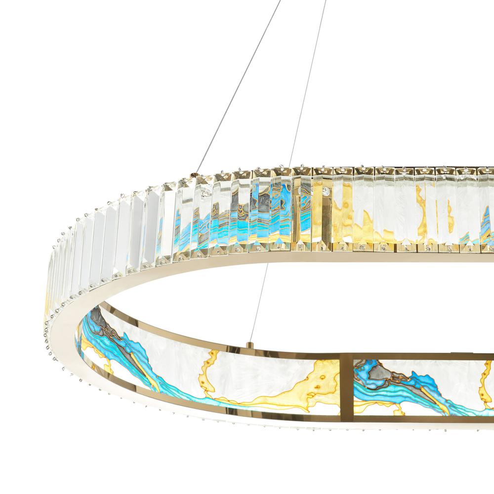 Chandelier Colorful Crystal Integrated LED CC Technology 1 Tier, Squoval. Picture 3