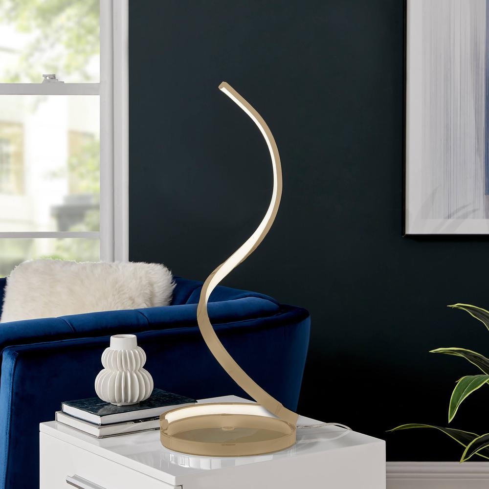 Finesse Decor Modern Spiral Table Lamp Gold Metal Dimmable Integrated LED. Picture 3
