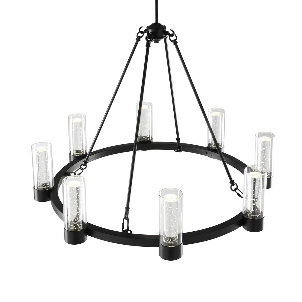 Victory Chandelier Matte Black Metal and Acrylic 8 LED Lights Dimmable. Picture 3