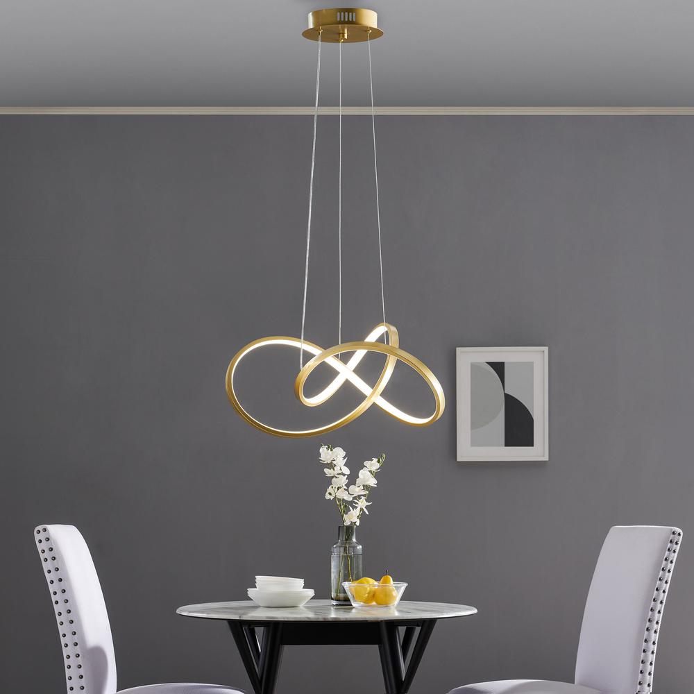 Knotted Chandelier Sandy Gold Metal Integrated LED Dimmable. Picture 2