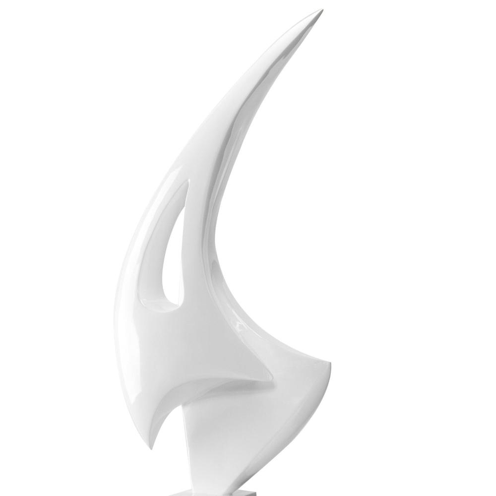 Sail Floor Sculpture White with White Stand 70" Tall. Picture 1