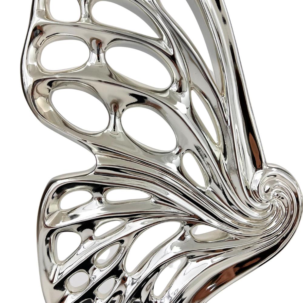 Butterfly Wings Sculpture Chrome Resin Handmade. Picture 4