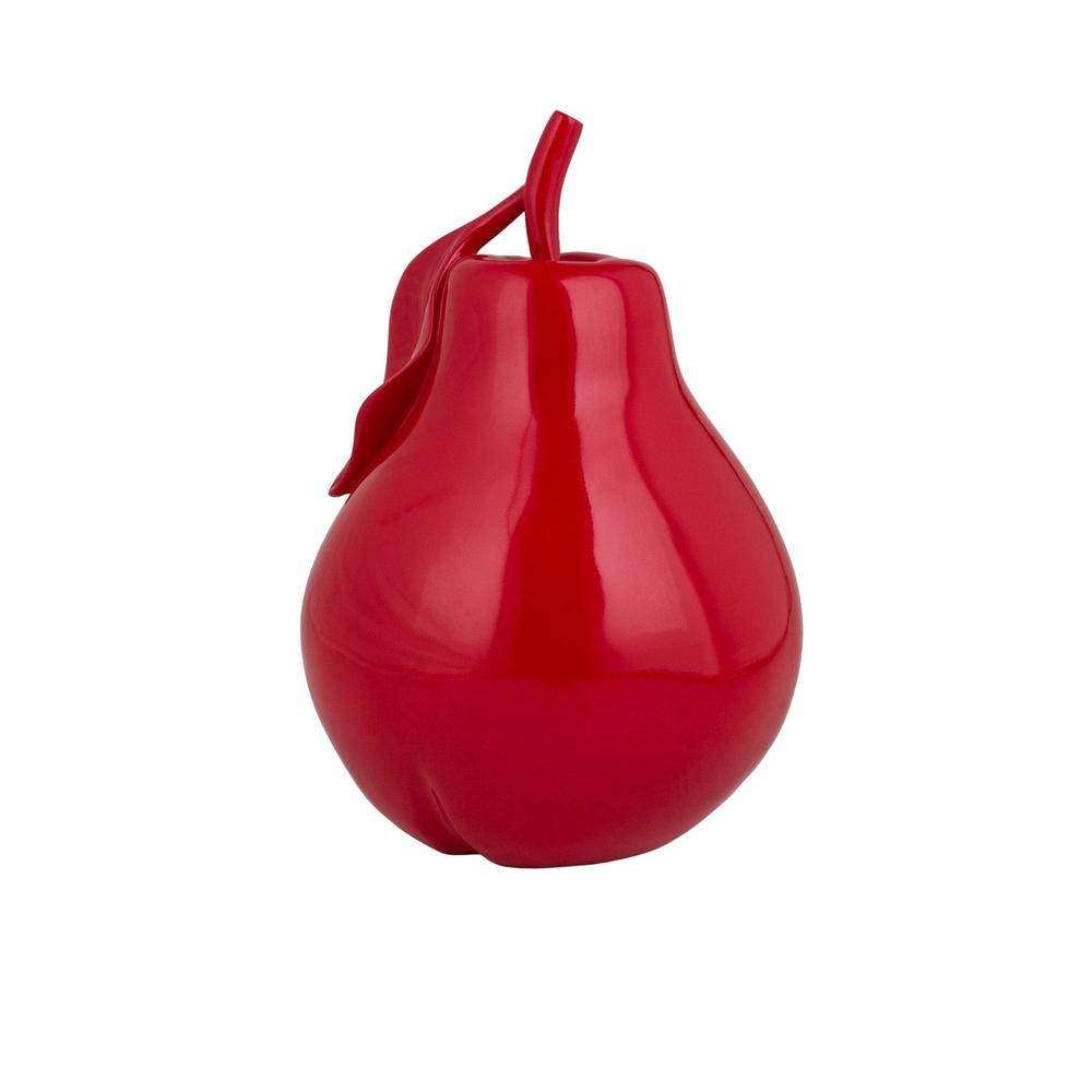 Pear Sculpture Red Resin Handmade. Picture 1