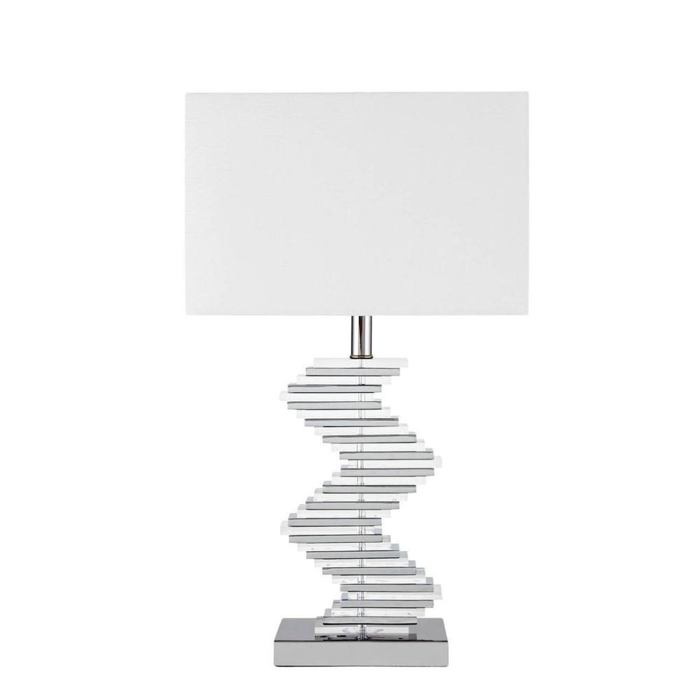 Finesse Decor Two Tone Paved Table Lamp Chrome Metal LED Light. Picture 1