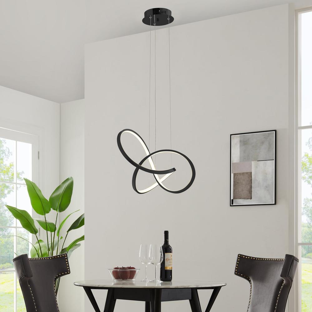 Knotted Chandelier Black Metal Integrated LED Dimmable. Picture 3