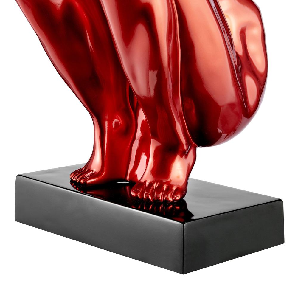 Saluting Man Sculpture Metallic Red Resin Handmade 19" Tall. Picture 4