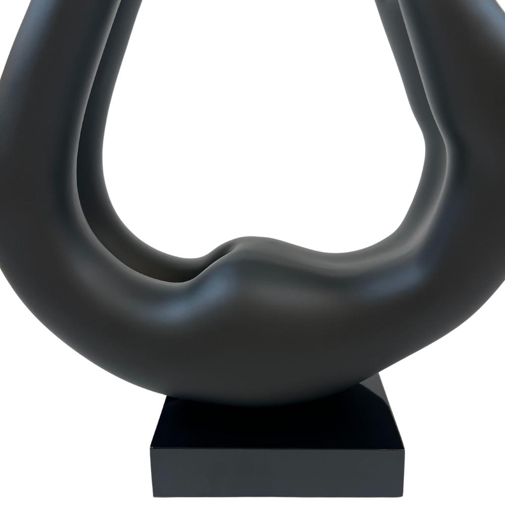 Yoga Floor Sculpture Black with Wood Stand Resin Handmade 59" Tall. Picture 3