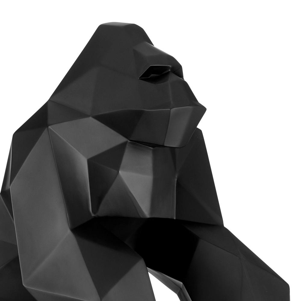 Geometric Ape Sculpture Matte Black Resin Handmade. Picture 2
