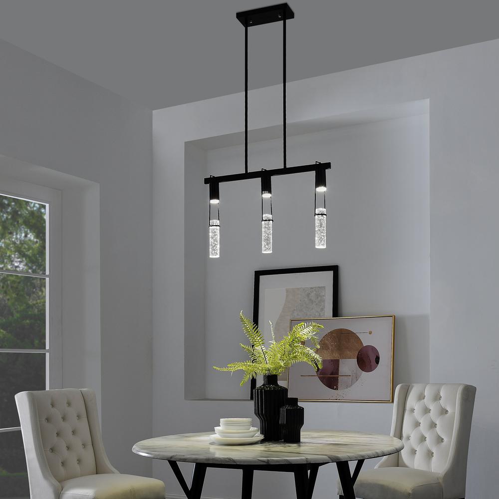 Harmony Chandelier Matte Black Metal and Acrylic 3 LED Lights Dimmable. Picture 2