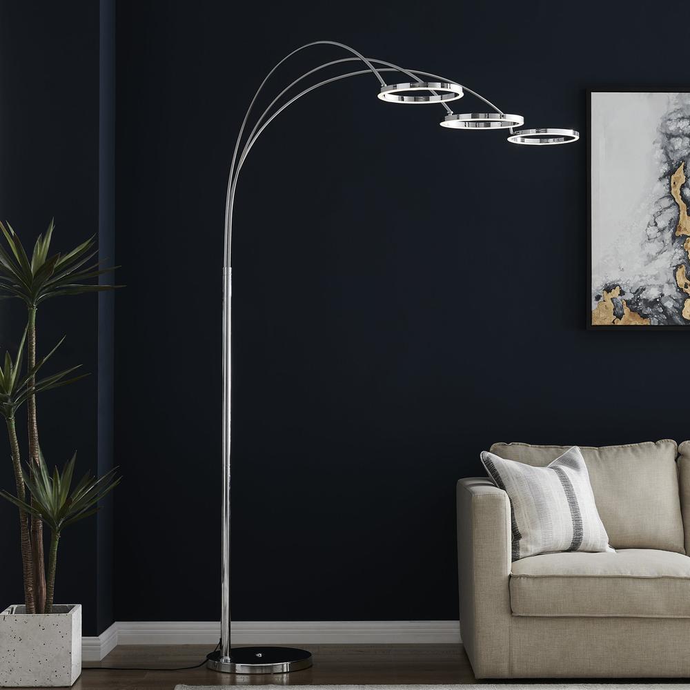 Finesse Decor Hong Kong Floor Lamp Chrome Metal Dimmable LED Light. Picture 5