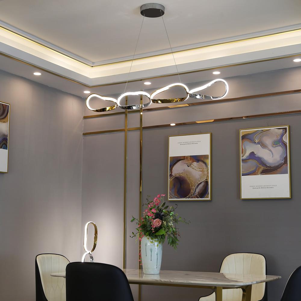 Prague Chandelier Gold and Chrome Metal Integrated LED Dimmable. Picture 2
