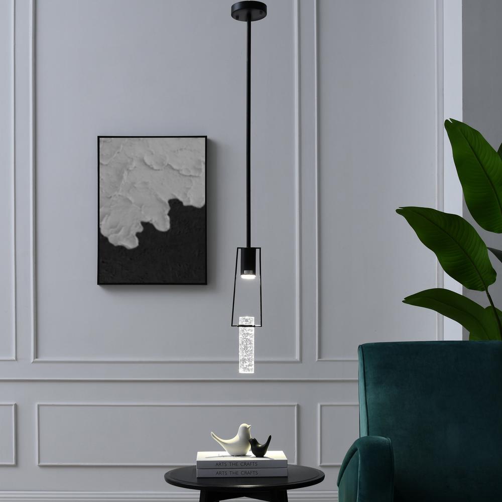 Finesse Decor Harmony Pendant Matte Black Metal and Acrylic LED Light. Picture 5