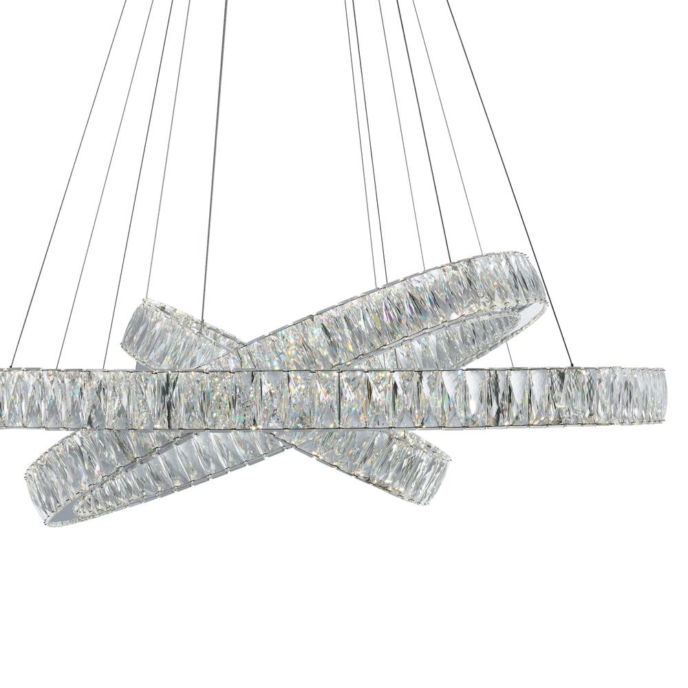 Crystal Elegance Chandelier Chrome Crystal Integrated LED  3 Rings. Picture 3