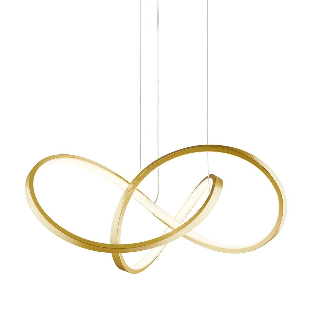 Knotted Chandelier Sandy Gold Metal Integrated LED Dimmable. Picture 4