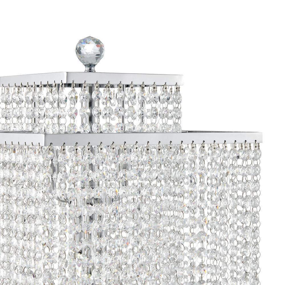Finesse Decor Square Table Lamp Chrome Metal and Crystal LED Light. Picture 3
