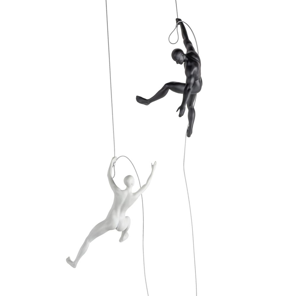 Climbing Couple Wall Sculpture Matte Black and White Resin Handmade. Picture 1