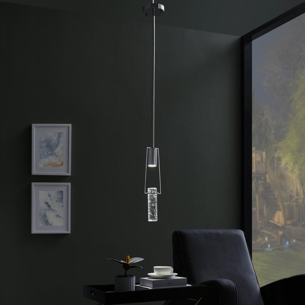 Finesse Decor Harmony Pendant Chrome Metal and Acrylic LED Light. Picture 5