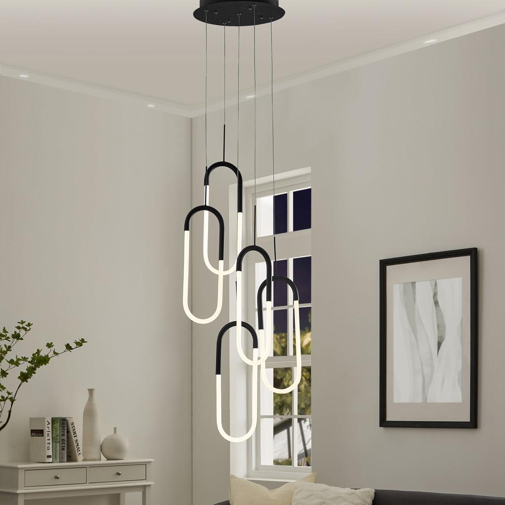 Five Clips Chandelier Matte Black Silicone Integrated LED Dimmable. Picture 2