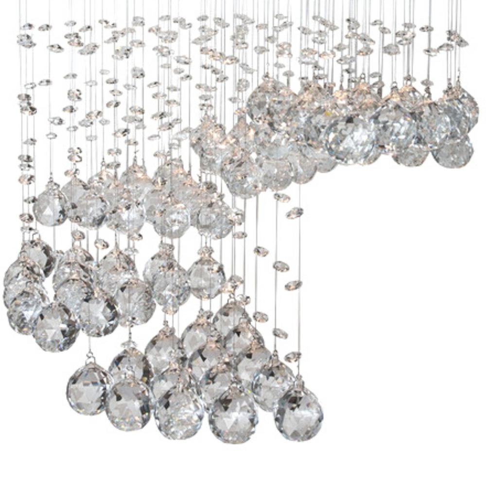 Finesse Decor Grand Waterfall Chandelier Chrome Metal and Crystal LED Light. Picture 3