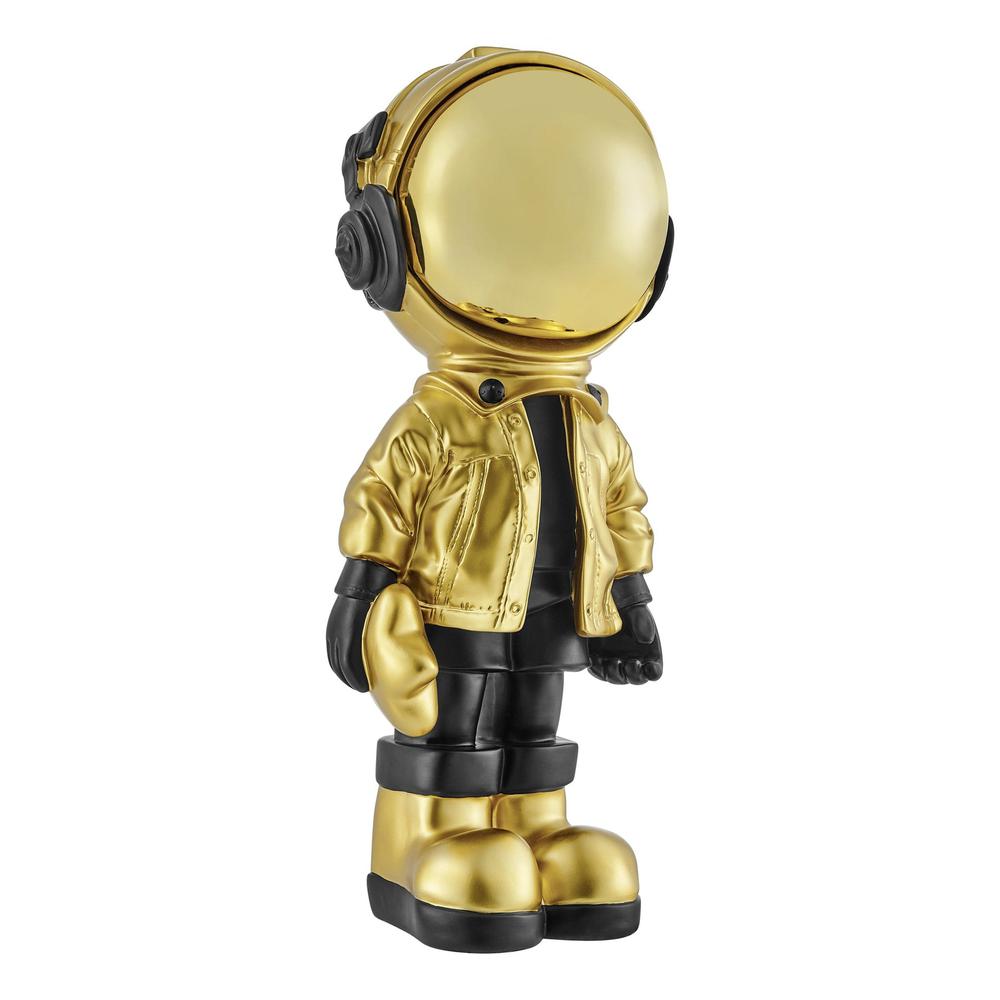 Hubble takes the Starts Astronaut Sculpture Black and Gold Resin Handmade. Picture 1