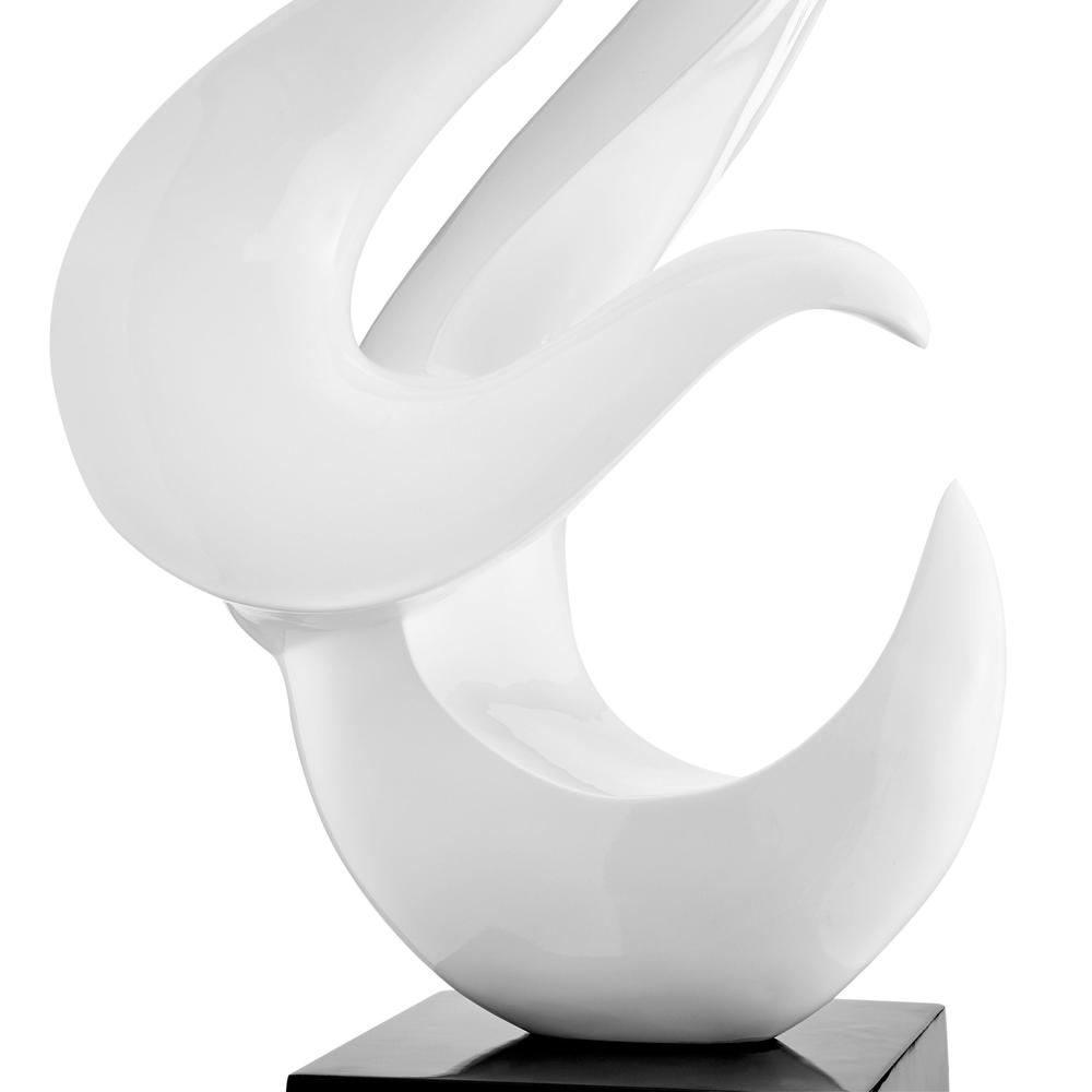 Flame Floor Sculpture White with Black Stand Resin Handmade 65" Tall. Picture 3