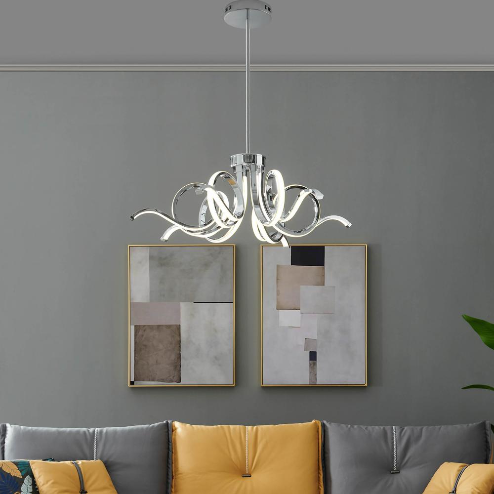 Magnolia Chandelier Chrome Metal Integrated LED Dimmable. Picture 2