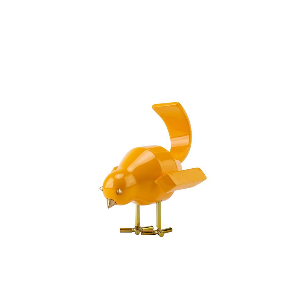 Bird Sculpture Yellow Resin Handmade. Picture 1