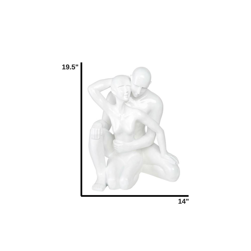 Entangled Romance Couple Sculpture White Resin Handmade 19.5" Tall. Picture 3