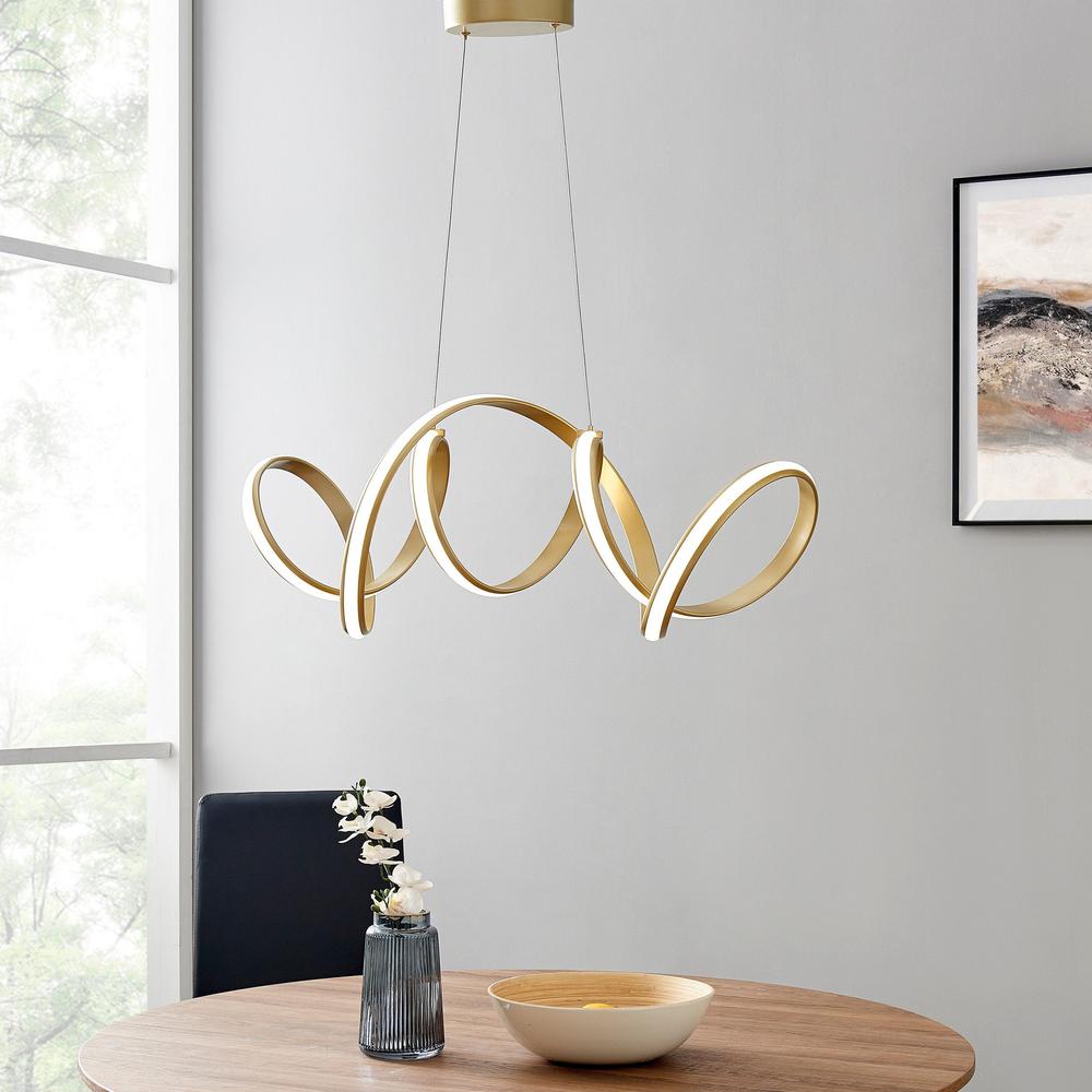 Seville Chandelier Gold Metal Integrated LED Dimmable. Picture 4
