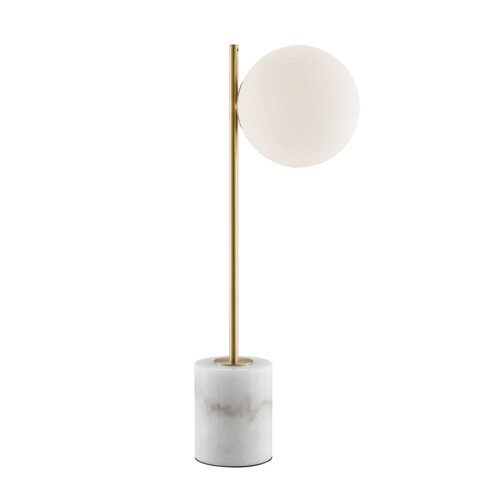 Anechdoche Table Lamp Gold and White Metal, Glass and Marble LED Light. Picture 1